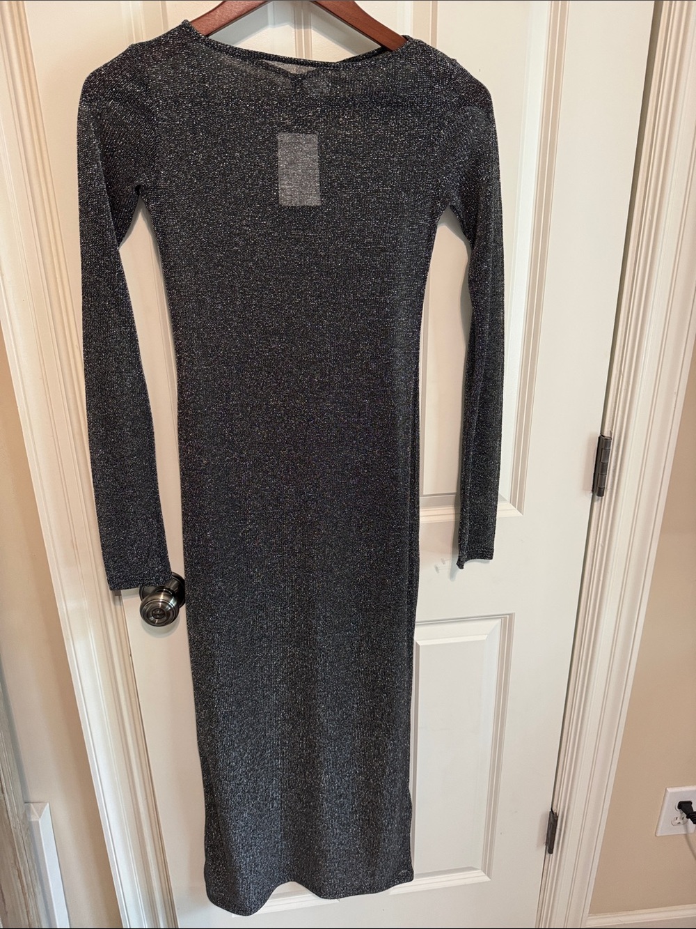 Divided Metallic Black Long Sleeve Bodycon Dress